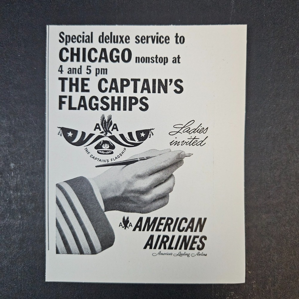 1957 American Airlines Ladies Invited‎ Captain's Flagship Vintage Print Ad Plane